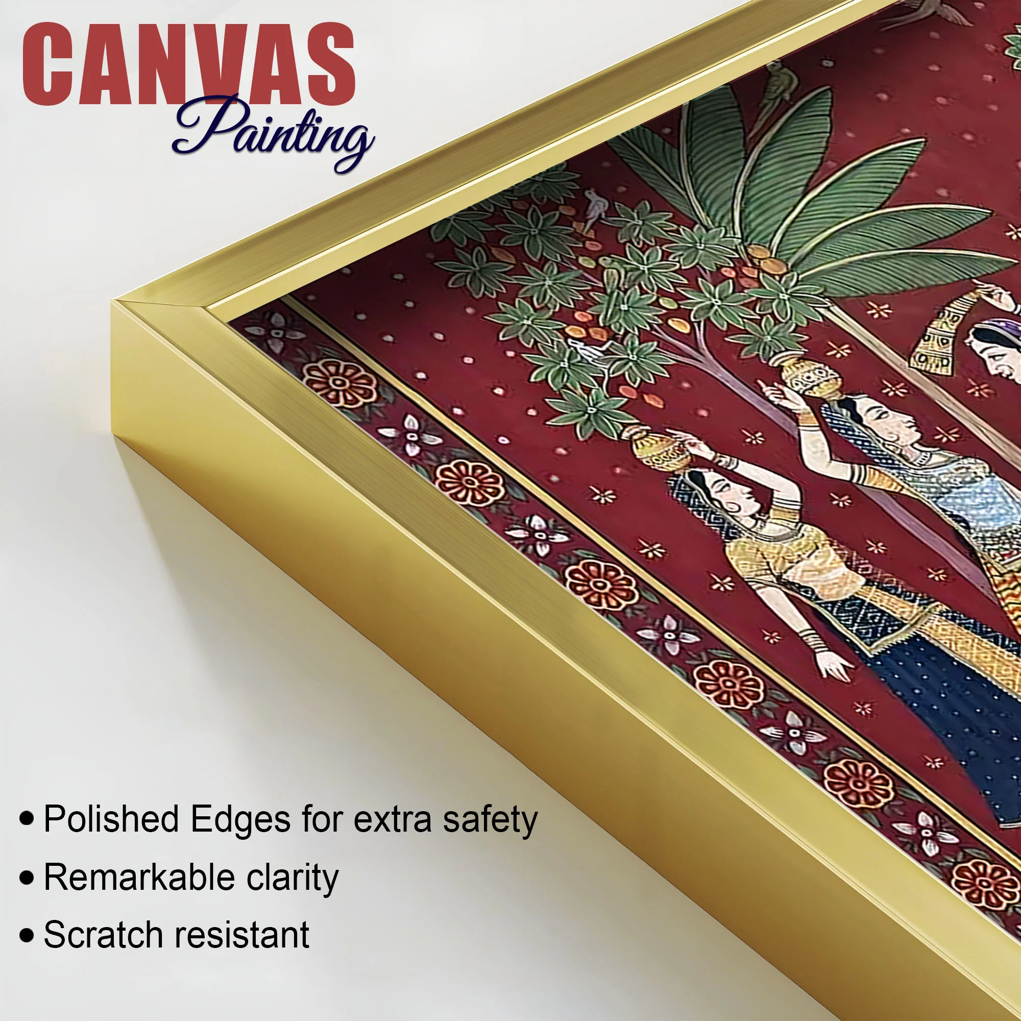 Classic Nathdwara Style Shri Krishna Raas Leela Pichwai Canvas Wall Painting - Image 6