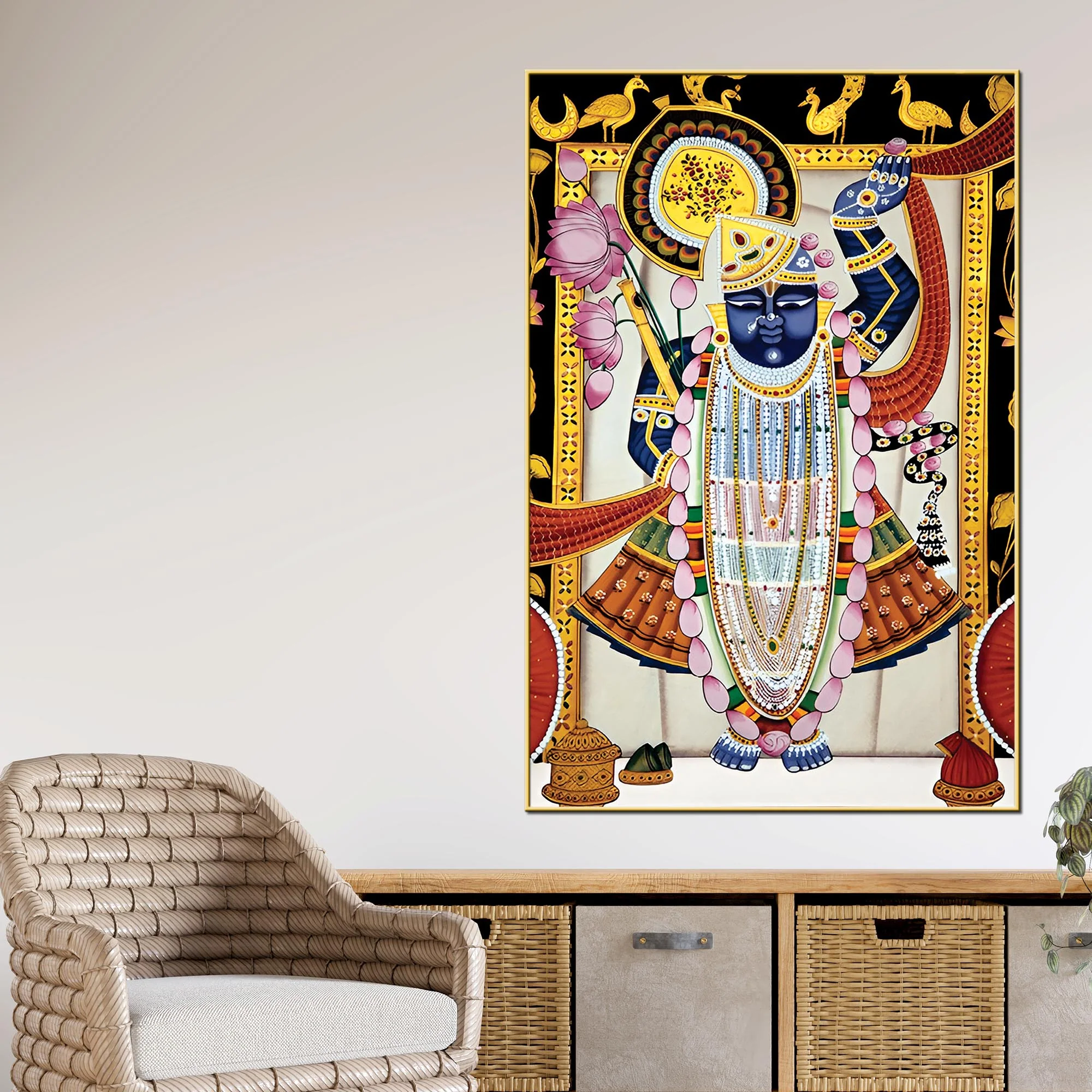 Classic Pichwai Shrinathji Canvas Painting | Luxury Ethnic Wall Art - Image 2