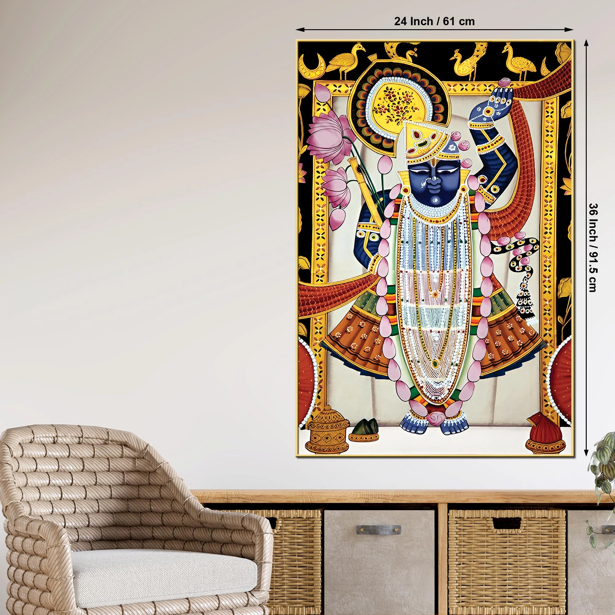Classic Pichwai Shrinathji Canvas Painting | Luxury Ethnic Wall Art - Image 5