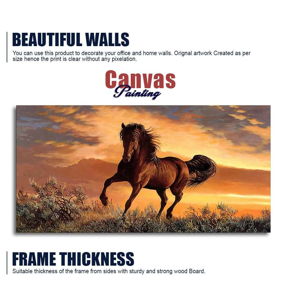 Classic Premium Quality Wall Painting of Brown Horse in Sunset - Image 6
