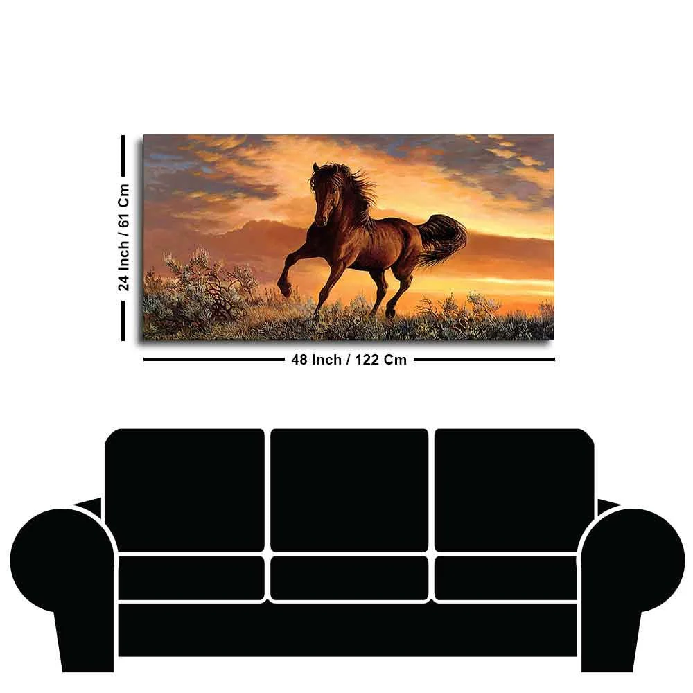Classic Premium Quality Wall Painting of Brown Horse in Sunset - Image 7
