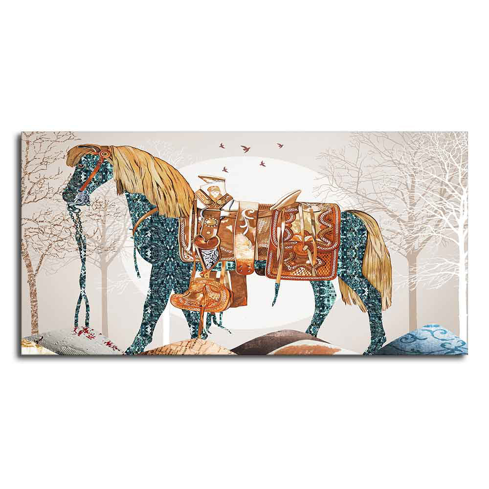 Classic Premium Quality Wall Painting of Patterned Horse - Image 4