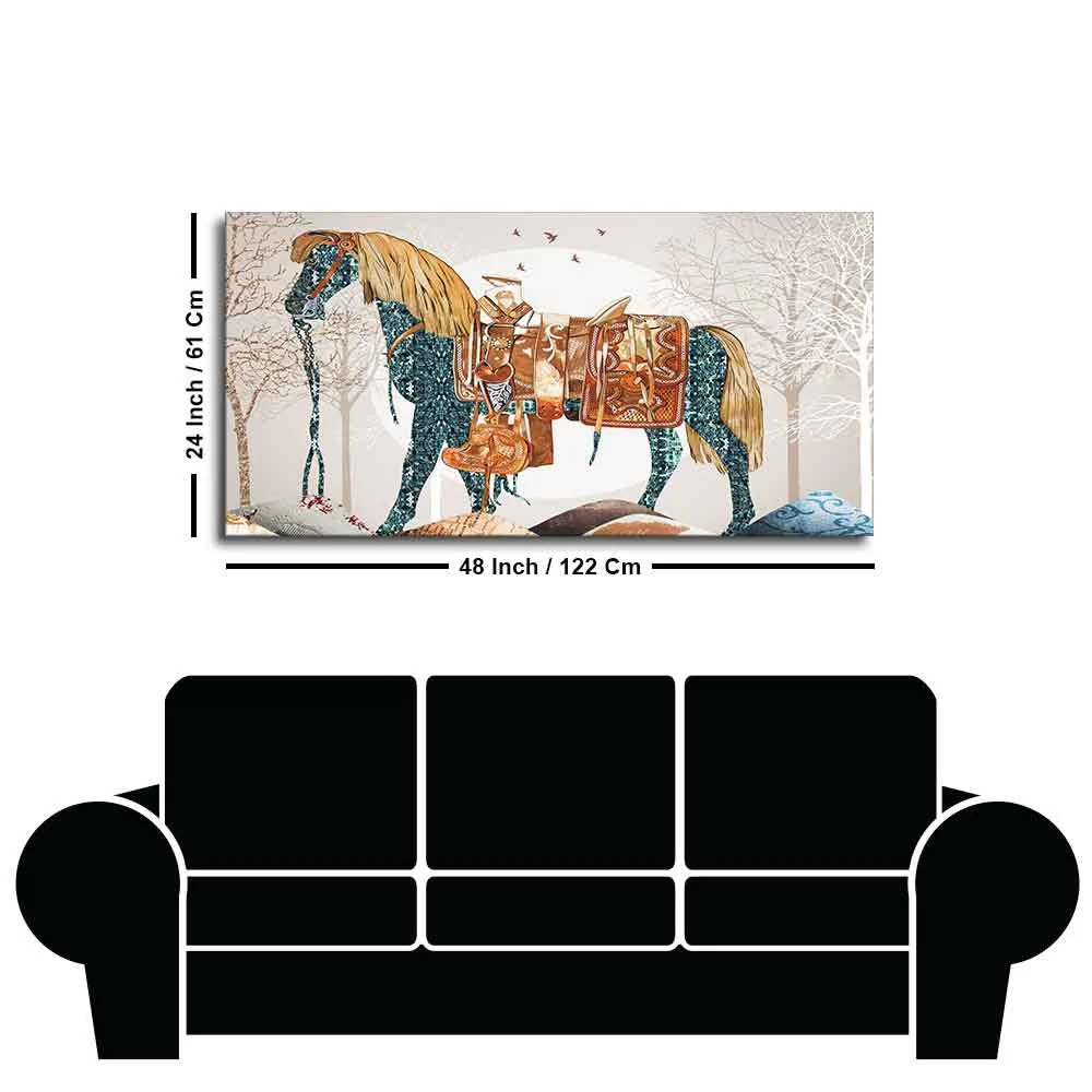 Classic Premium Quality Wall Painting of Patterned Horse - Image 7