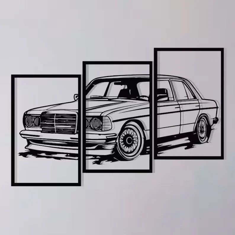 Classic Sedan Car Metal Wall Art 3 Panel Set - Image 3