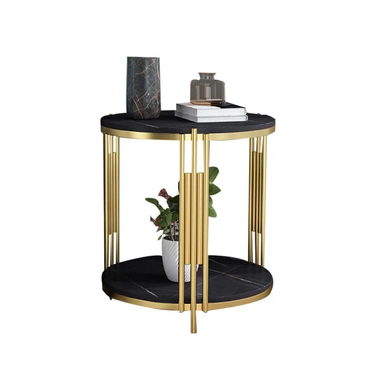Classic Style Artistic Designer Golden Metal Finish Side Table - Image 3