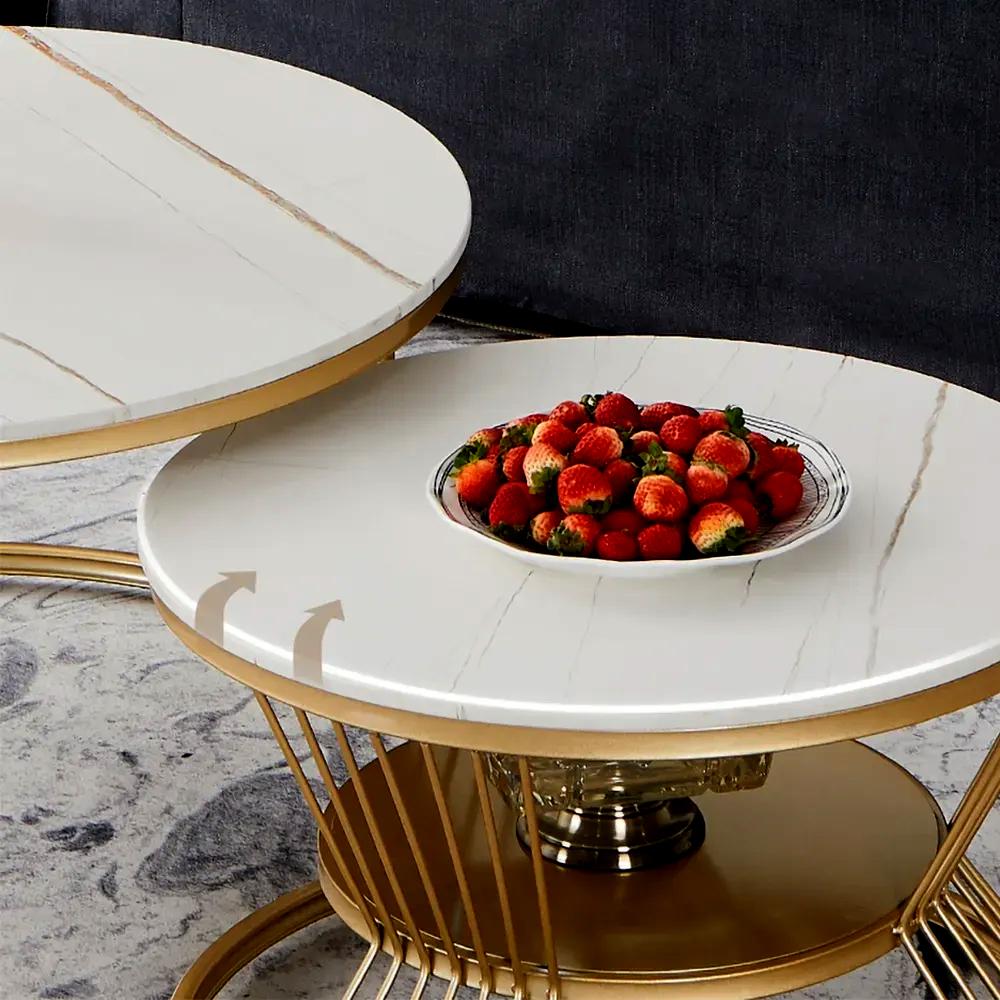 Classic Style Complementing Golden Coffee Table Set of 2 - Image 3
