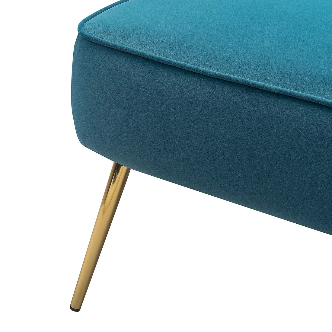 Classic Style Curved Back Blue Velvet Lounge Chair - Image 8
