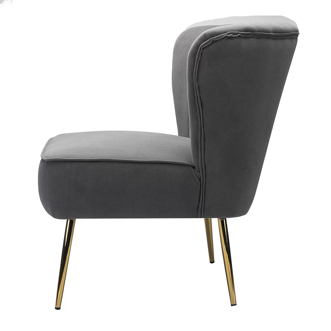 Classic Style Curved Back Grey Velvet Accent Chair - Image 4