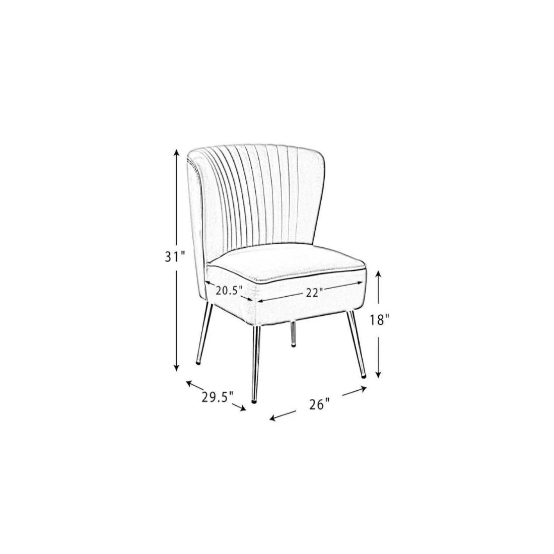 Classic Style Curved Back Grey Velvet Accent Chair - Image 8