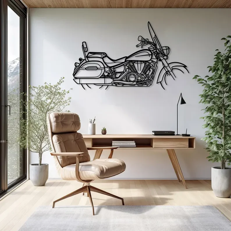 Classic Touring Bike Metal Wall Art for Living Room - Image 2