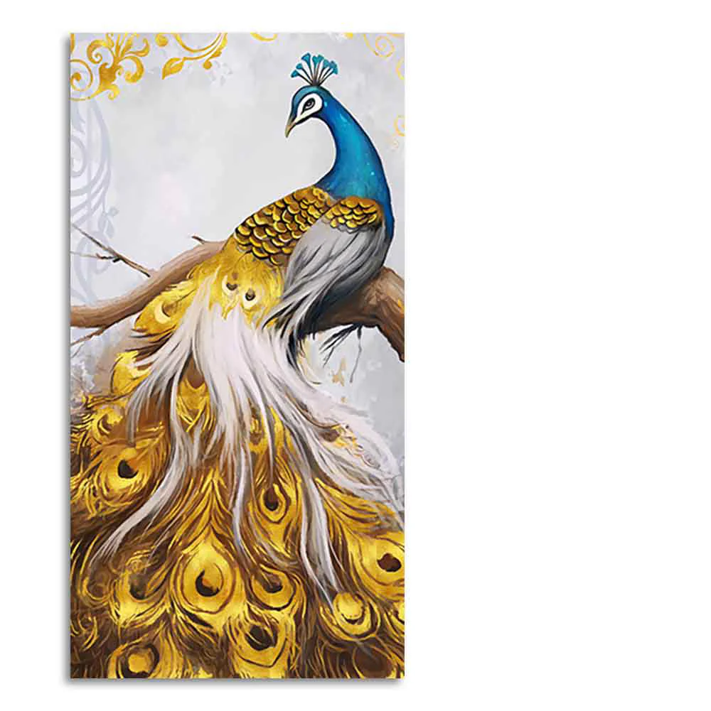 Classic Wall Painting of A Golden Feather Peacock - Image 6