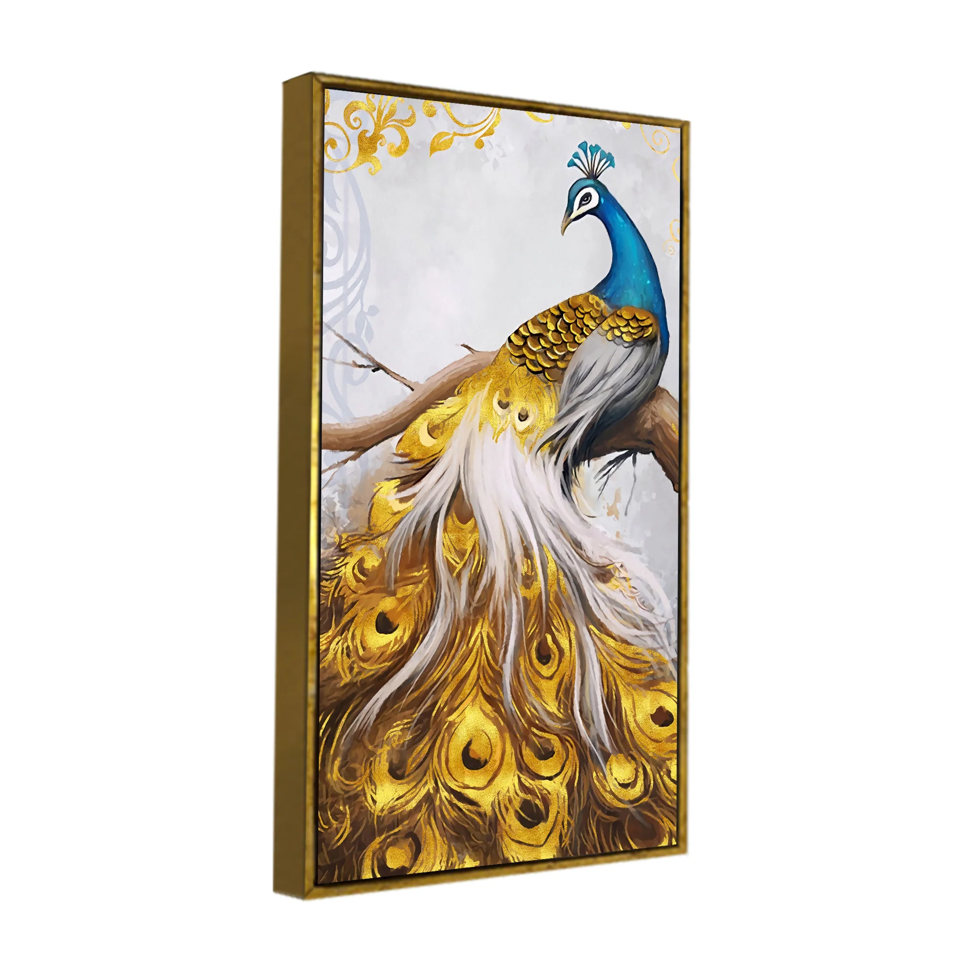 Classic Wall Painting of A Golden Feather Peacock - Image 7