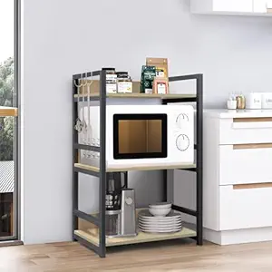 Classic Wooden Wall Shelf with Black Metallic Frame - Image 3