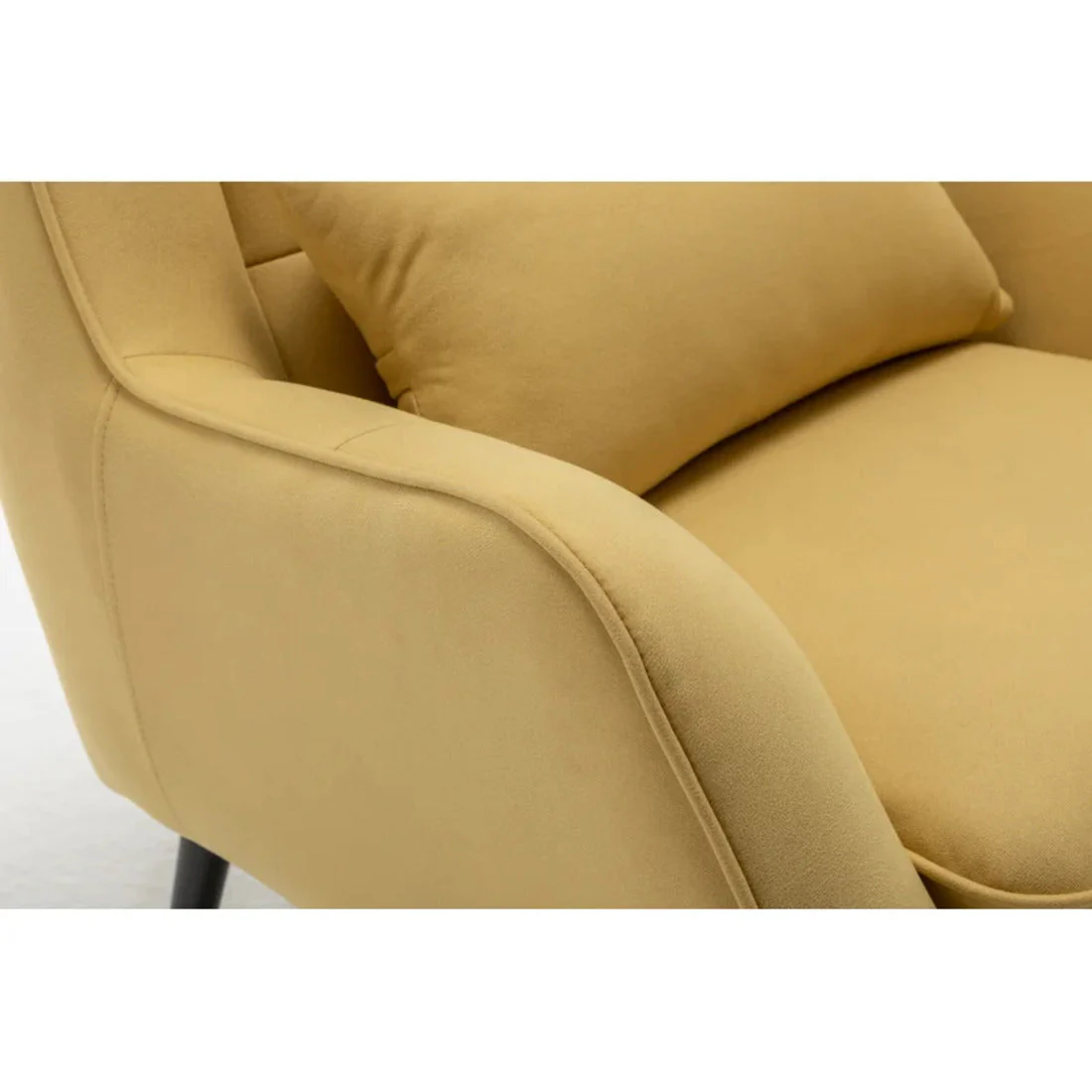 Classic Yellow Thick Padded Velvet Sofa Lounge Chair with Cushion - Image 10