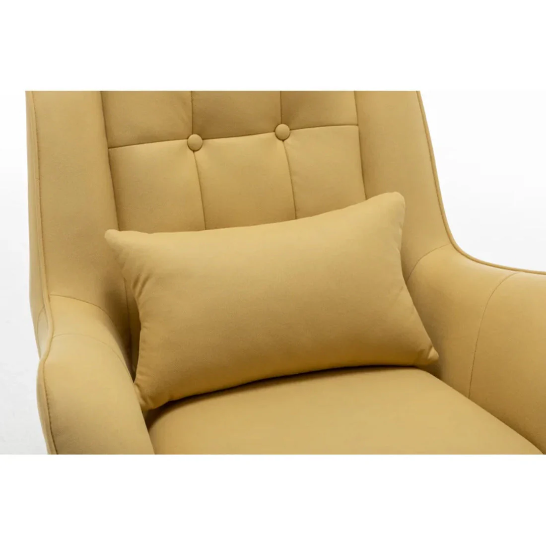 Classic Yellow Thick Padded Velvet Sofa Lounge Chair with Cushion - Image 5