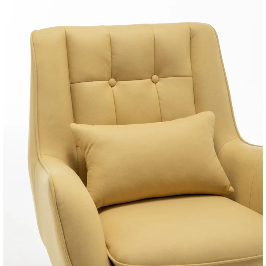 Classic Yellow Thick Padded Velvet Sofa Lounge Chair with Cushion - Image 6