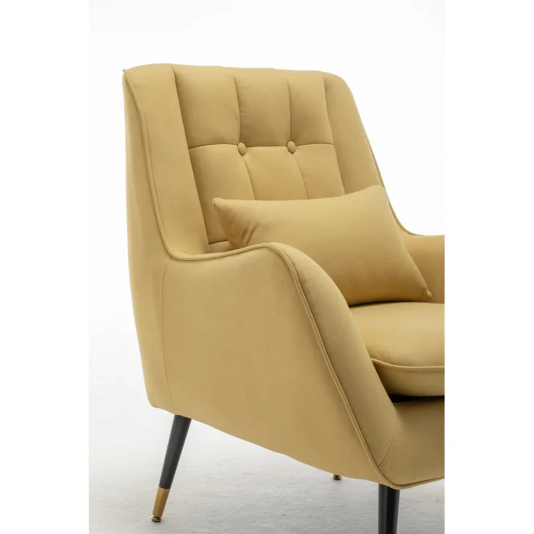 Classic Yellow Thick Padded Velvet Sofa Lounge Chair with Cushion - Image 7