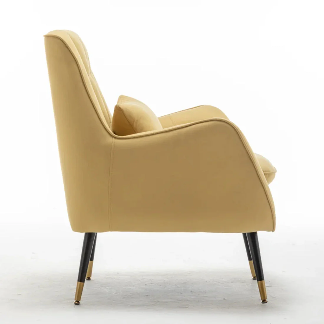 Classic Yellow Thick Padded Velvet Sofa Lounge Chair with Cushion - Image 9