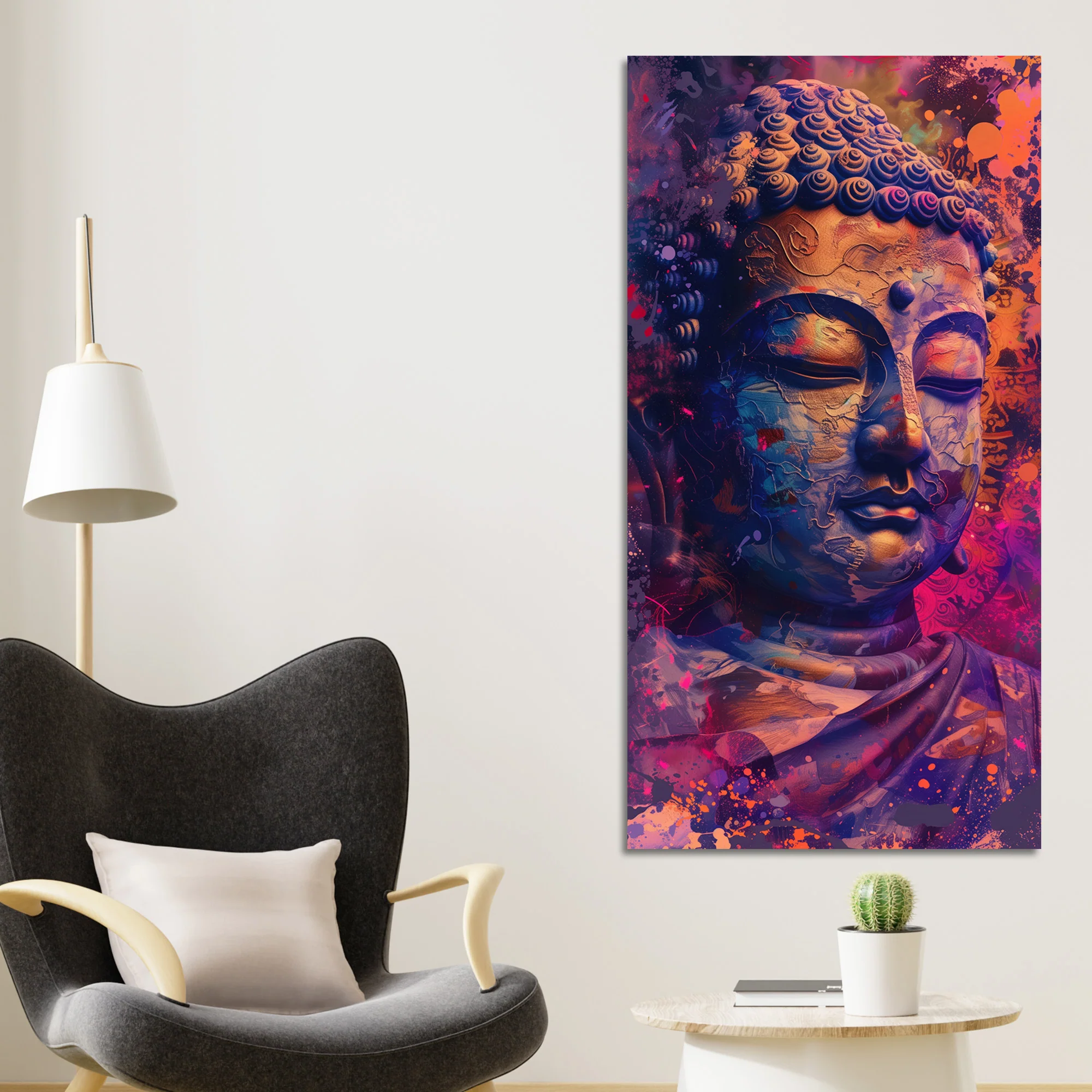 Close up of Lord Buddha Statue Canvas Wall Painting - Image 3