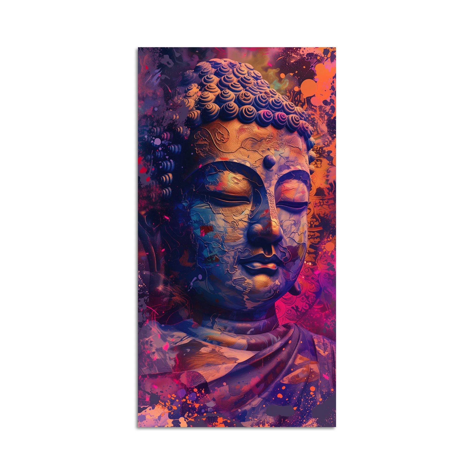 Close up of Lord Buddha Statue Canvas Wall Painting - Image 4