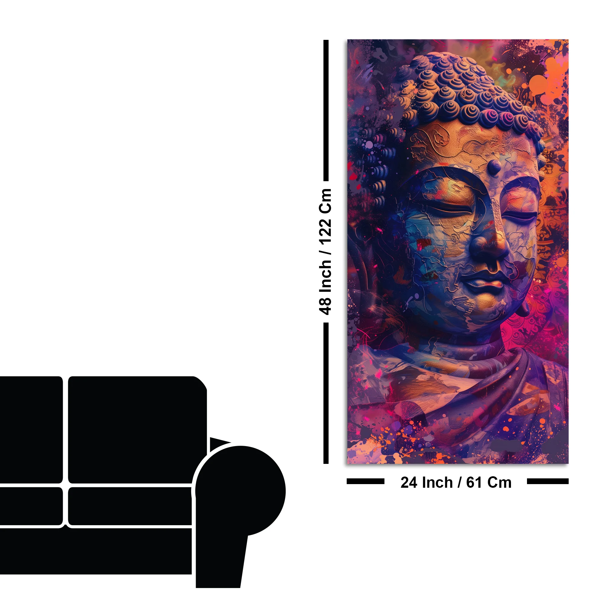 Close up of Lord Buddha Statue Canvas Wall Painting - Image 7