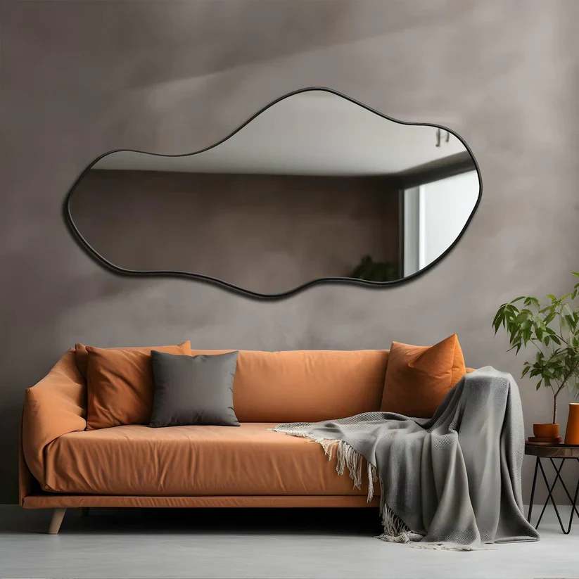 Cloud-Inspired Irregular Black Frame Wall Mirror - Image 2
