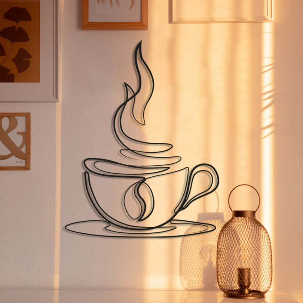 Coffee Cup Line Art Desined Metal Art Wall Decor - Image 2