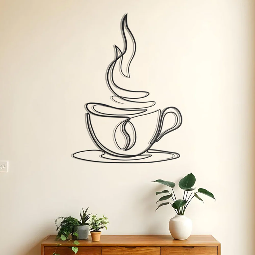 Coffee Cup Line Art Desined Metal Art Wall Decor - Image 5