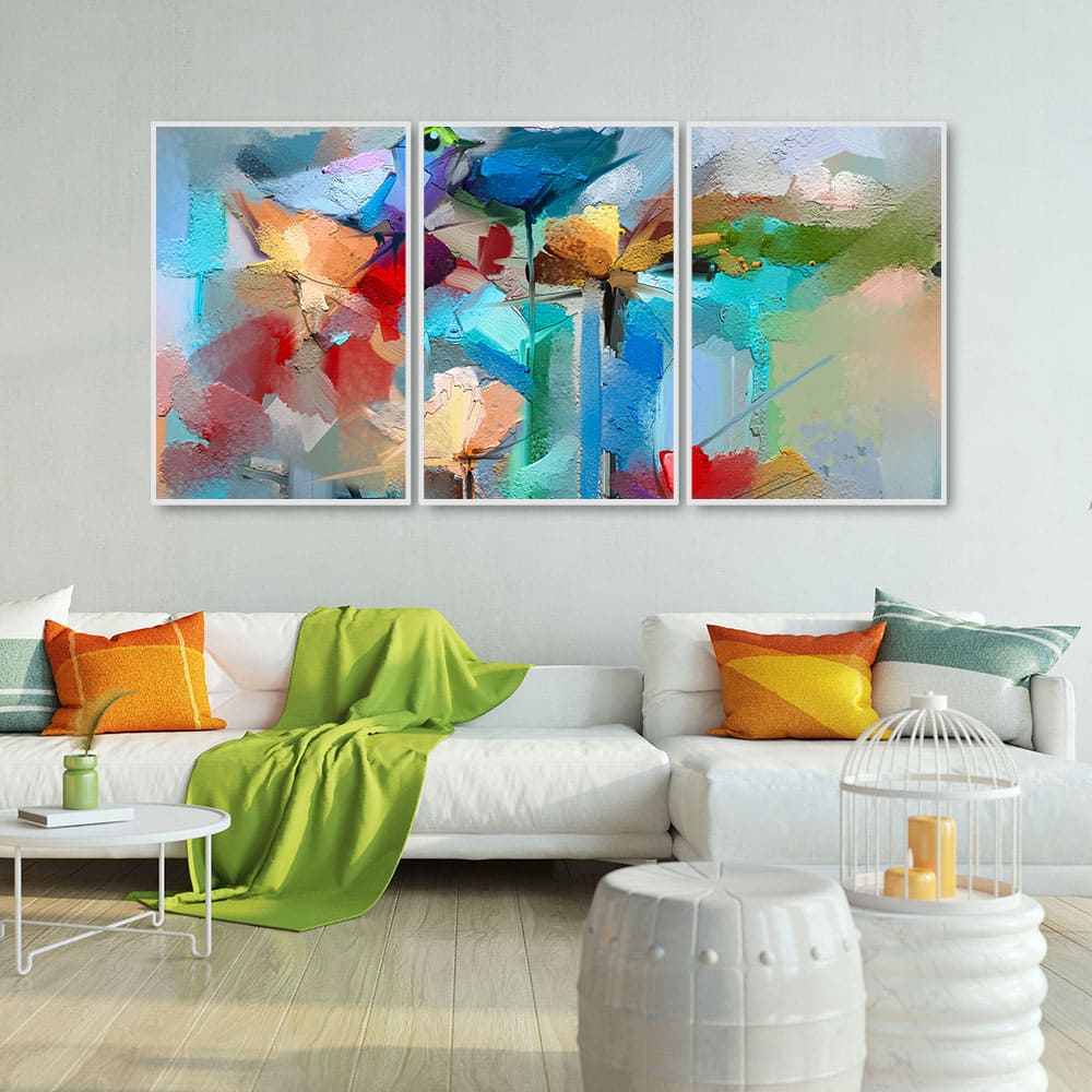 Color Abstract Art Floating Wall Painting Set of 3 - Image 2