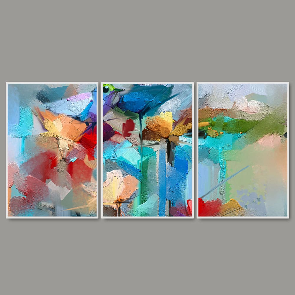Color Abstract Art Floating Wall Painting Set of 3 - Image 4