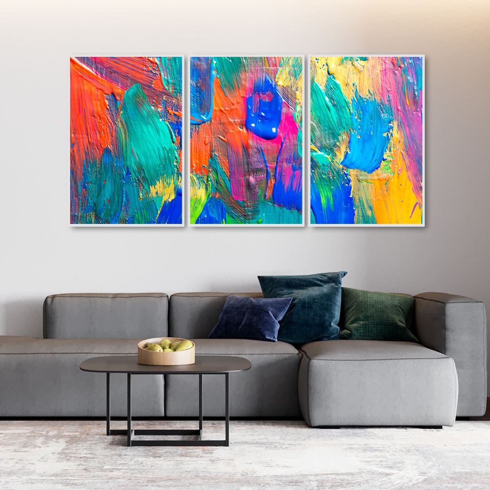 Color Blend Abstract Art Premium Floating Wall Painting Set of 3 - Image 2