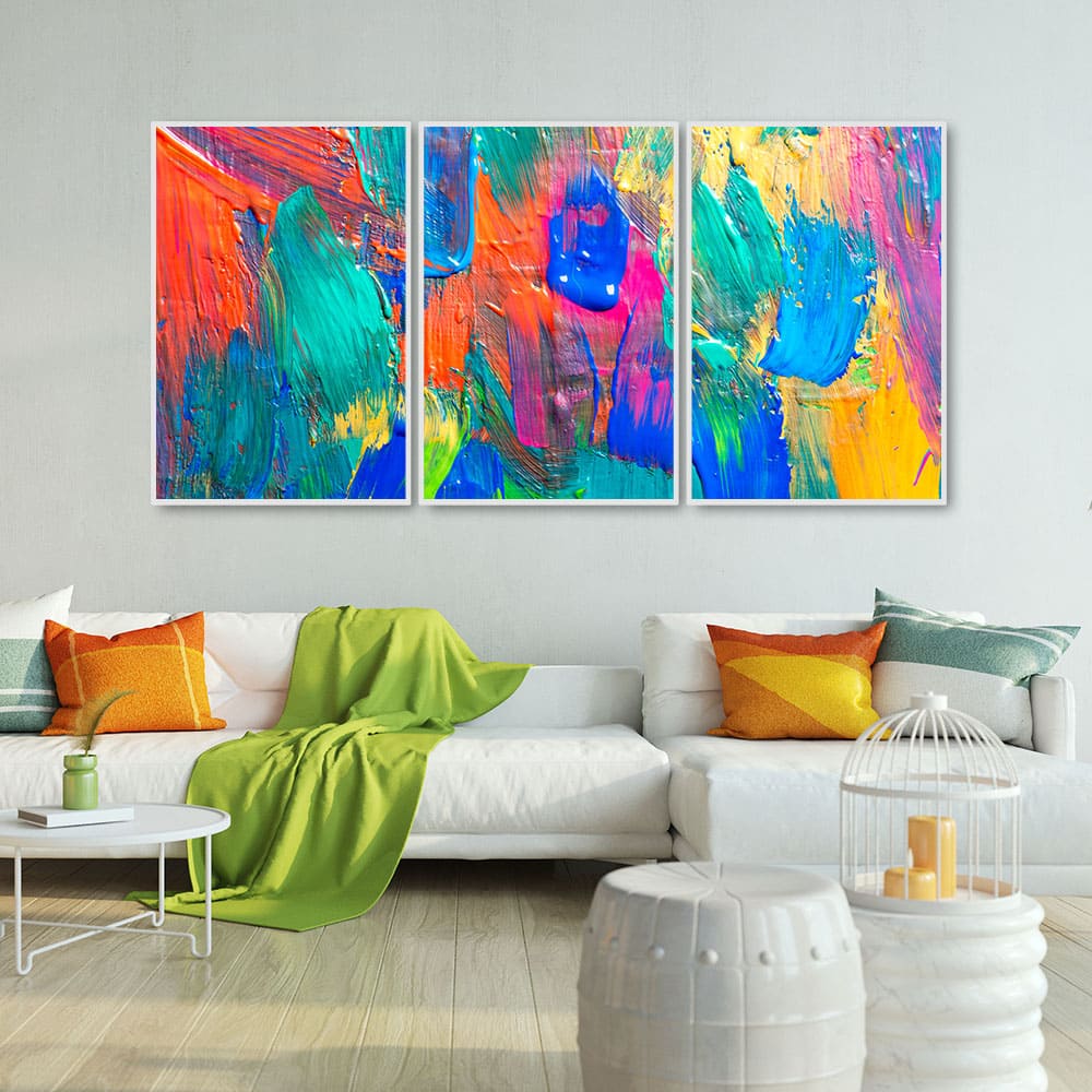 Color Blend Abstract Art Premium Floating Wall Painting Set of 3 - Image 3