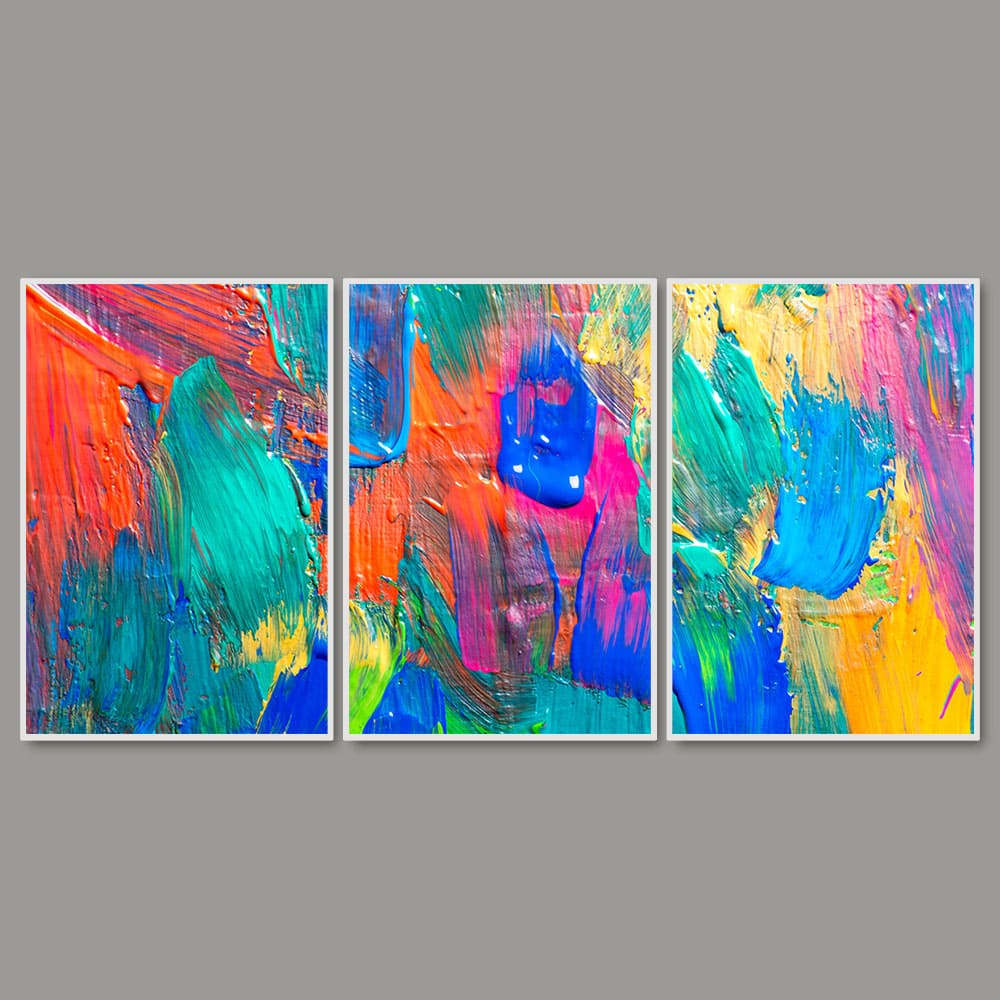 Color Blend Abstract Art Premium Floating Wall Painting Set of 3 - Image 4