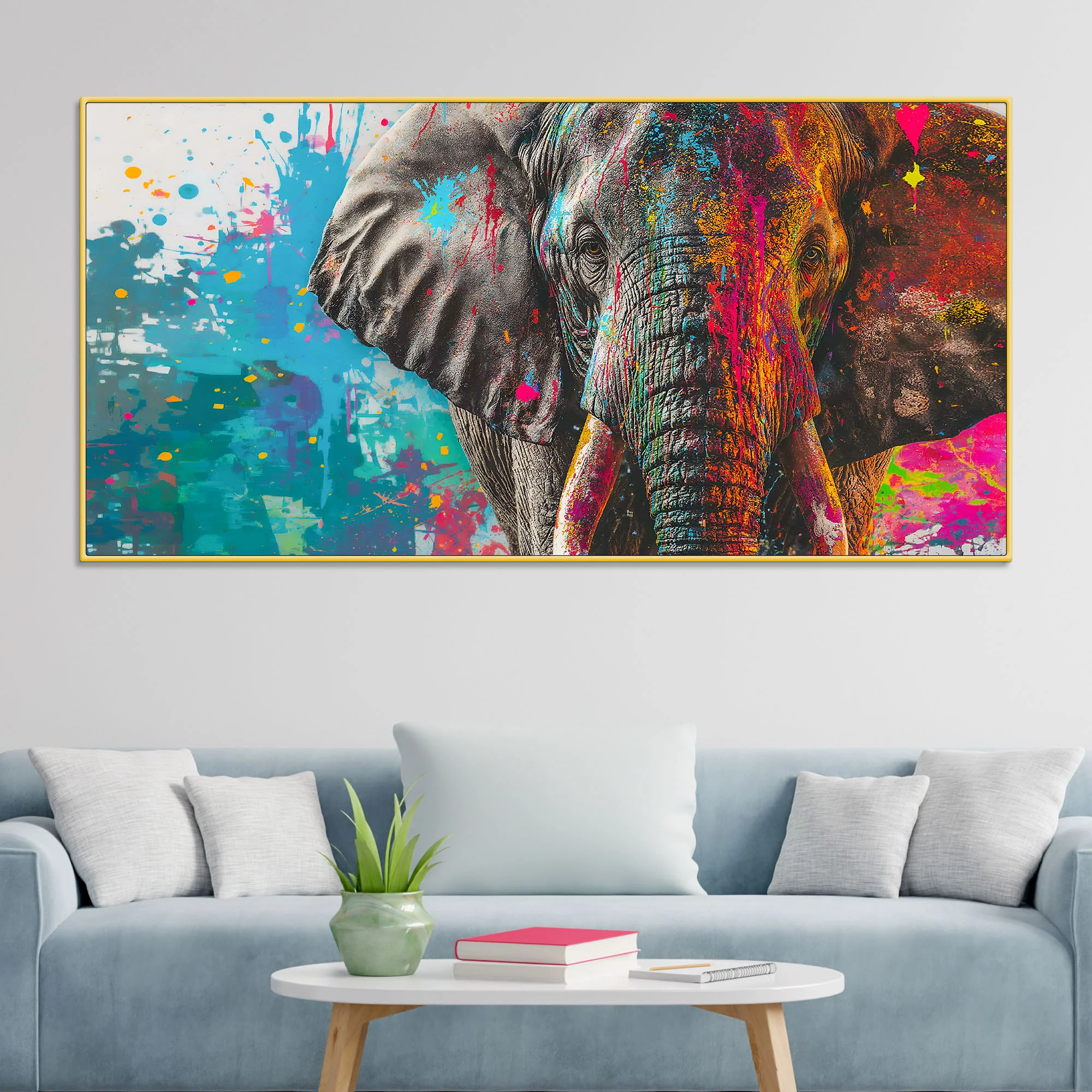 Color Splash Elephant Wall Painting for Luxury Home - Image 2