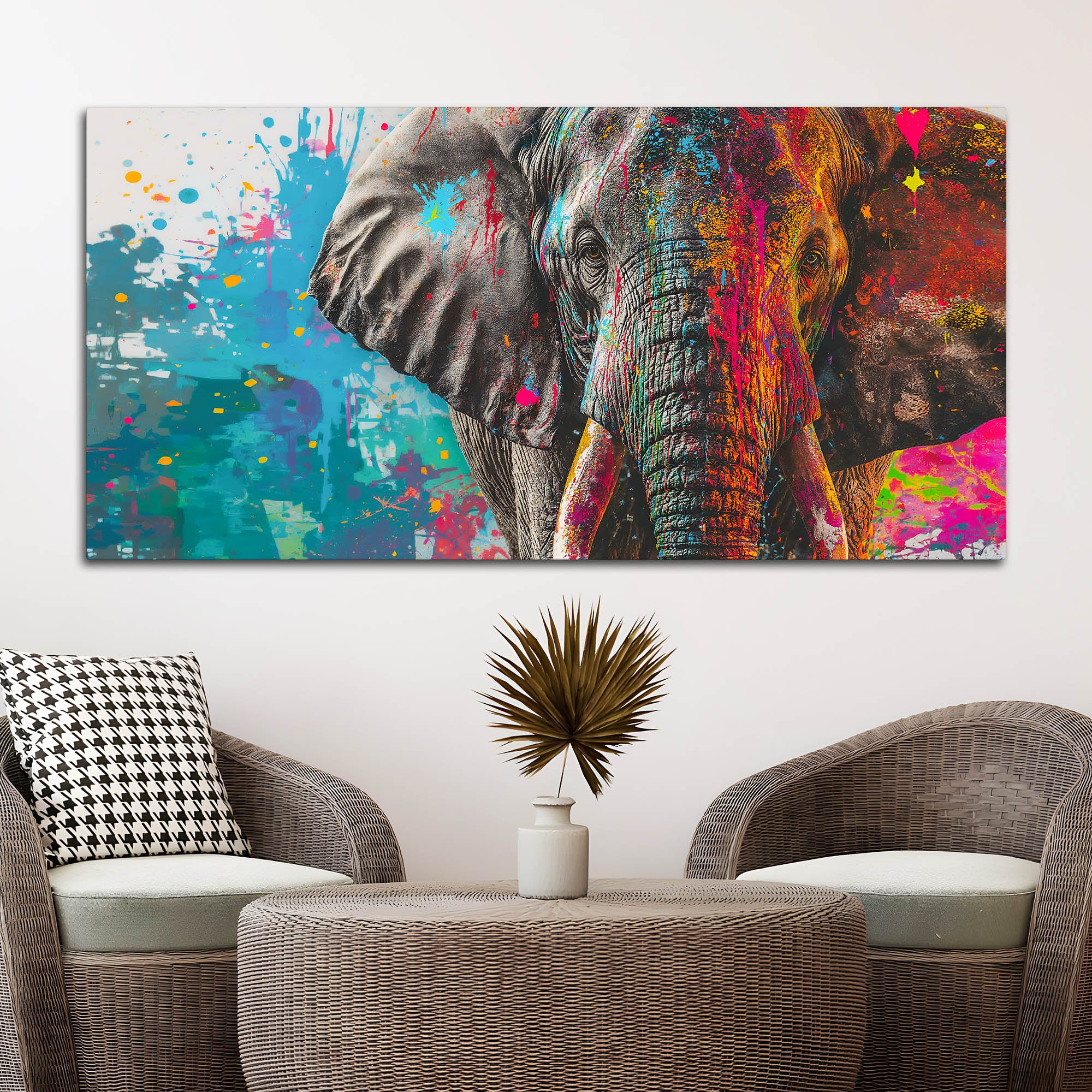 Color Splash Elephant Wall Painting for Luxury Home - Image 3