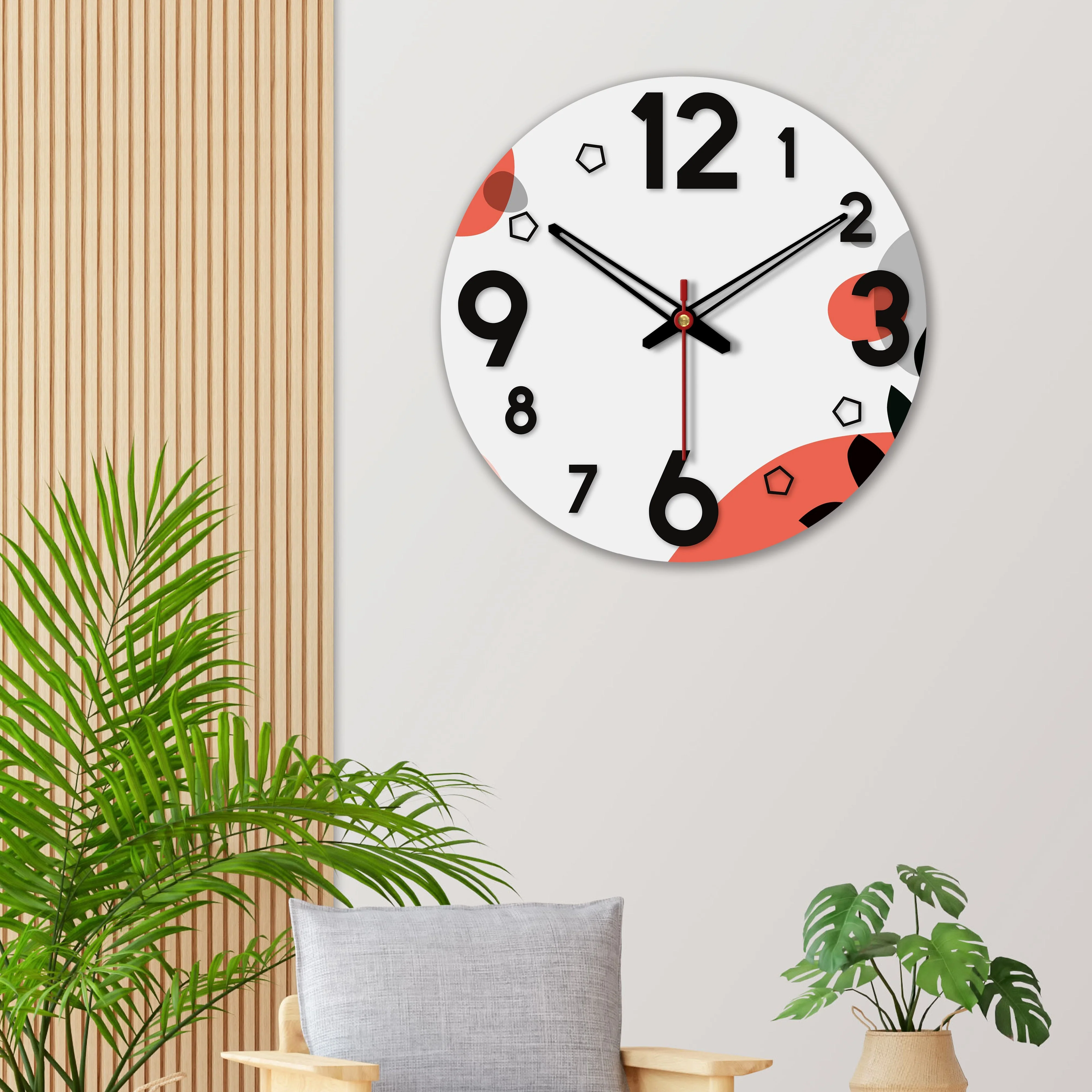Color Spots Printed Wooden Wall Clock - Image 2