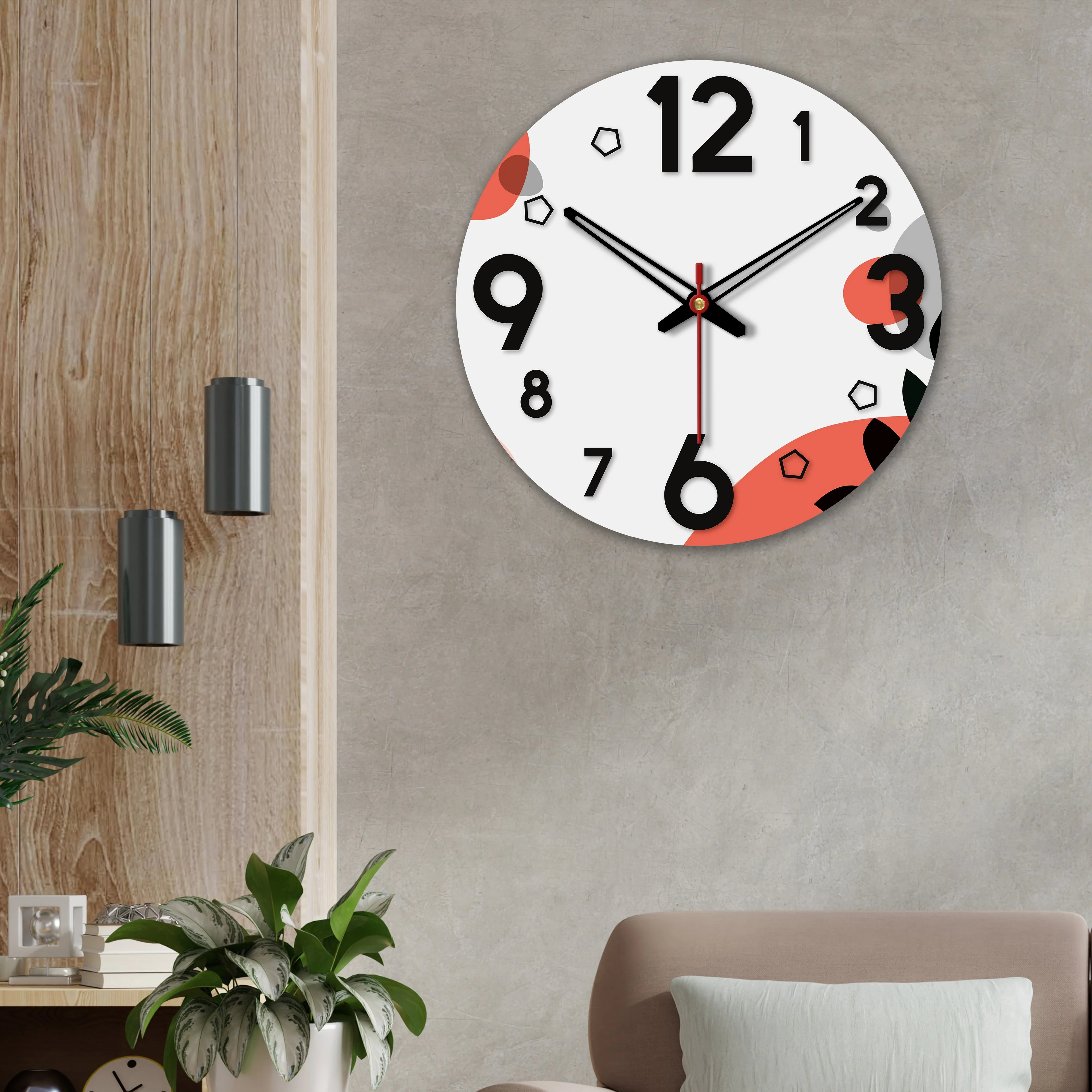 Color Spots Printed Wooden Wall Clock - Image 3