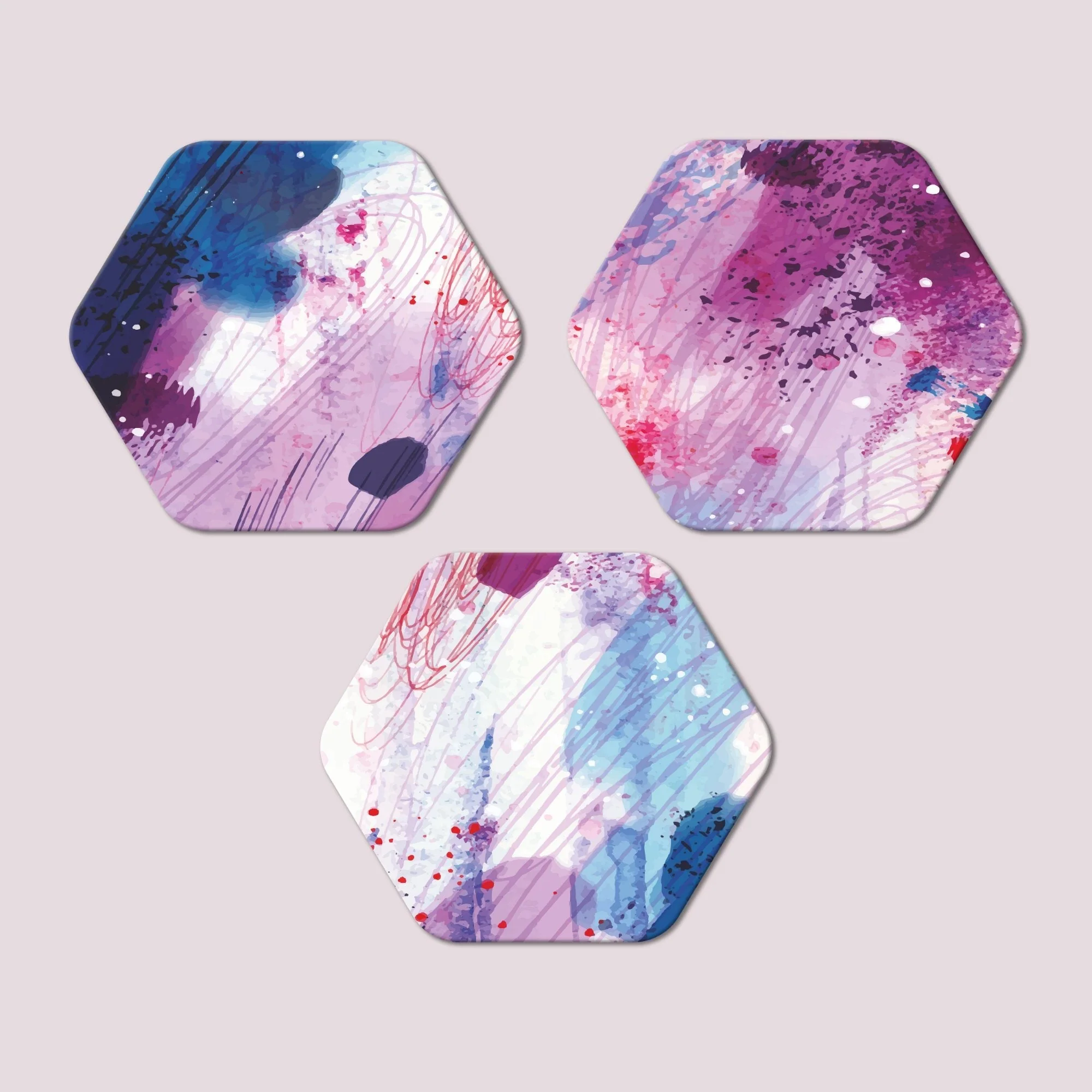Colorful Abstract Art Hexagon Painting Set of 3 - Image 4