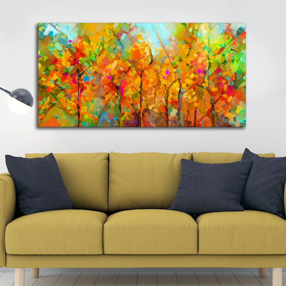 Colorful Abstract Art of Trees Canvas Wall Painting - Image 2