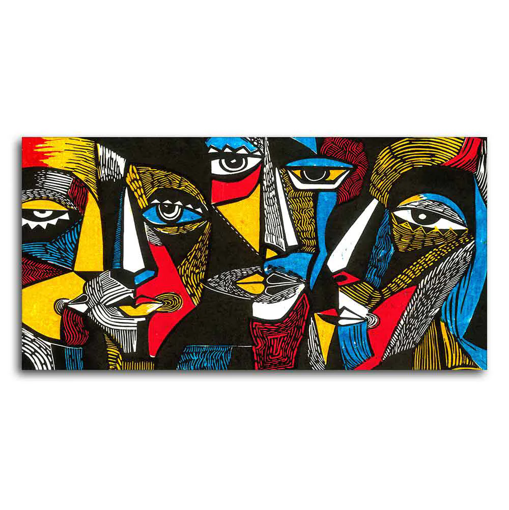 Colorful Abstract Faces Premium Canvas Wall Painting - Image 4
