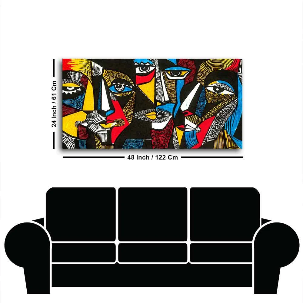 Colorful Abstract Faces Premium Canvas Wall Painting - Image 7