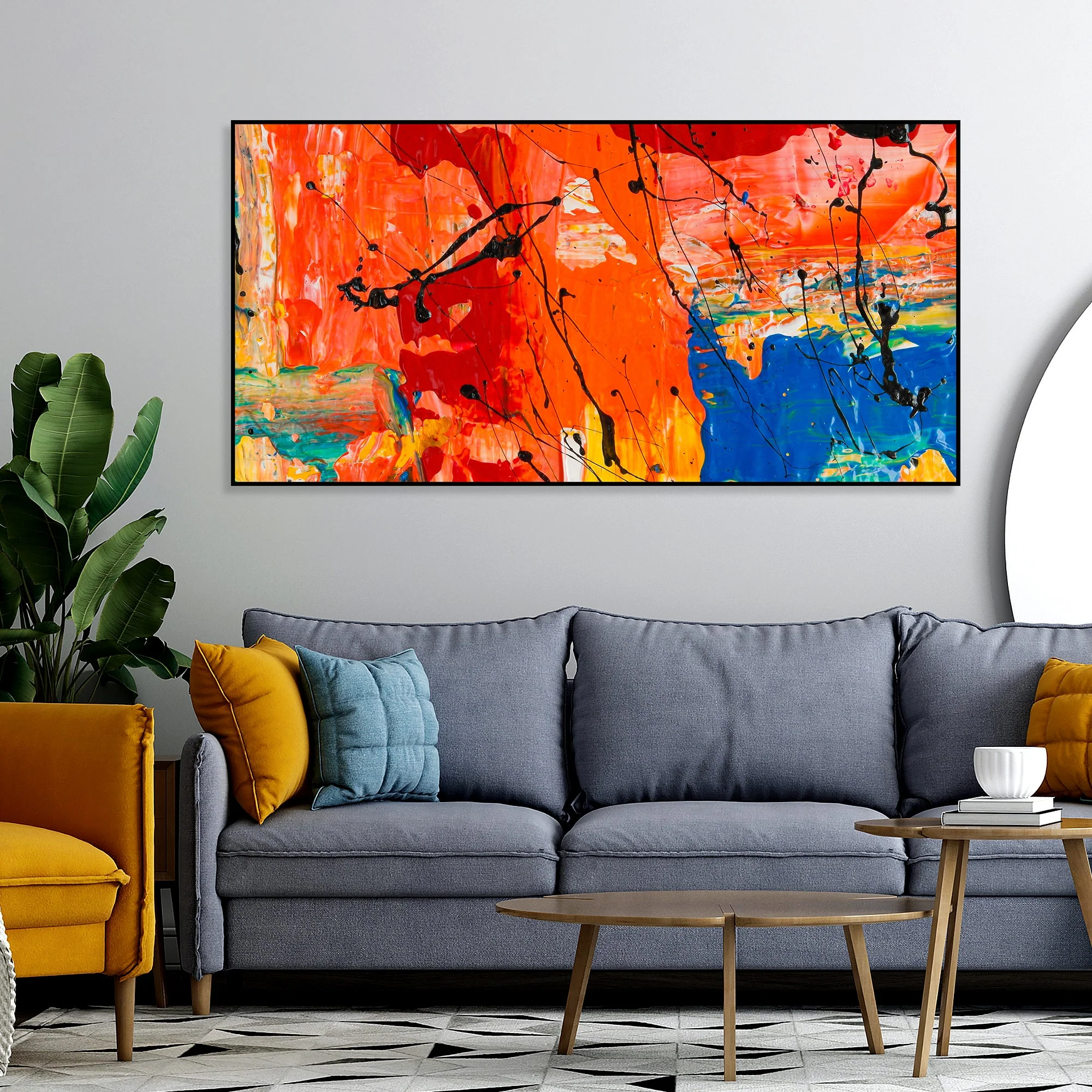 Colorful Abstract Floating Frame Wall Painting - Image 2