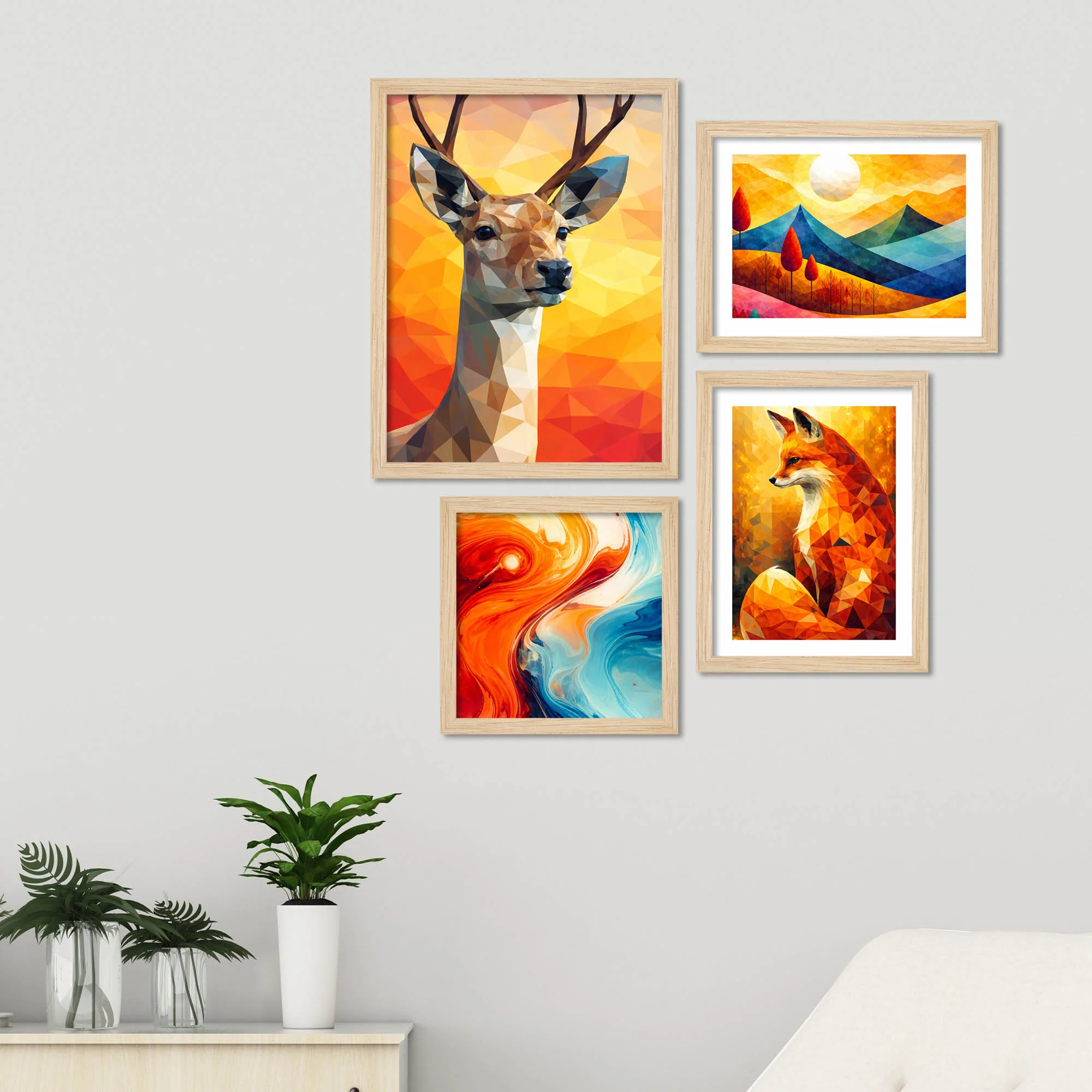 Colorful Abstract Nature Wall Frame Set of Four - Image 3