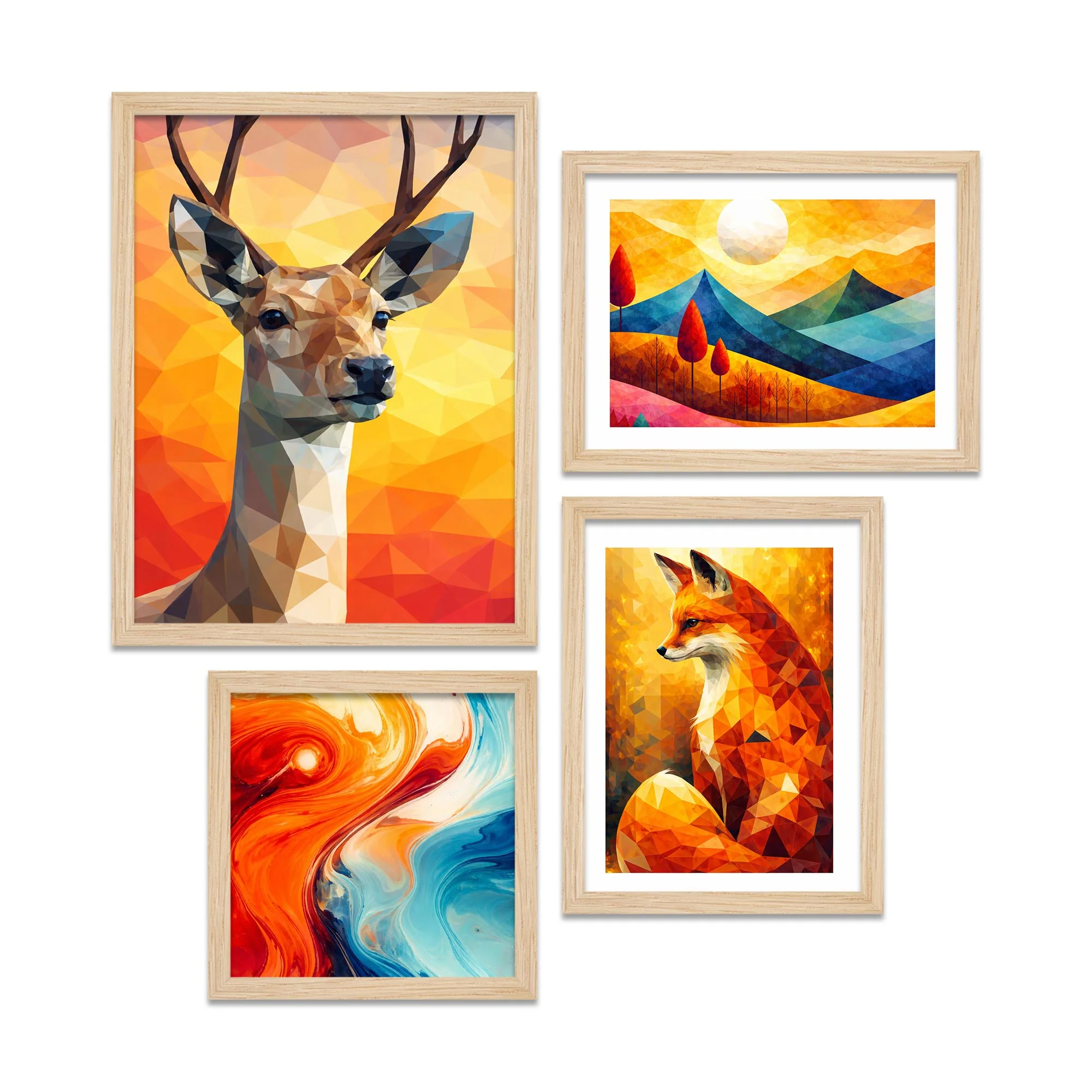 Colorful Abstract Nature Wall Frame Set of Four - Image 4