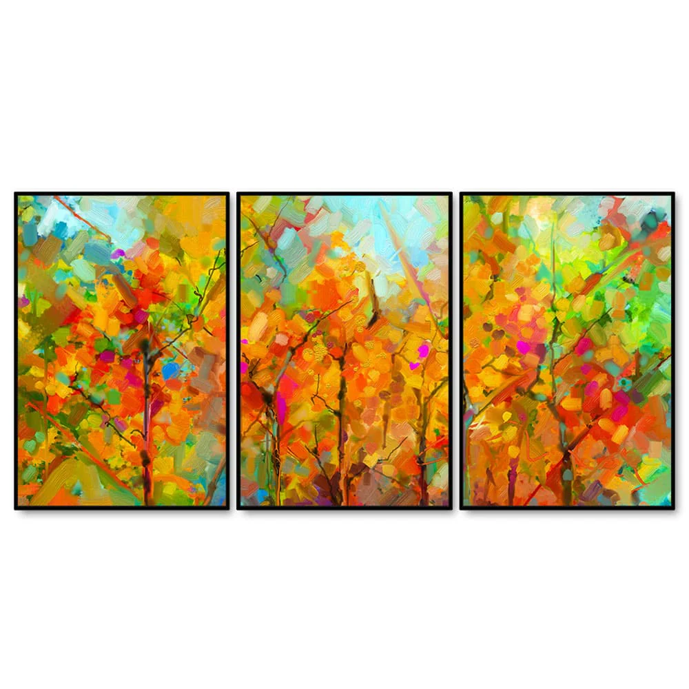 Colorful Abstract of Tree in Forest Premium Floating Wall Painting Set of Three - Image 4