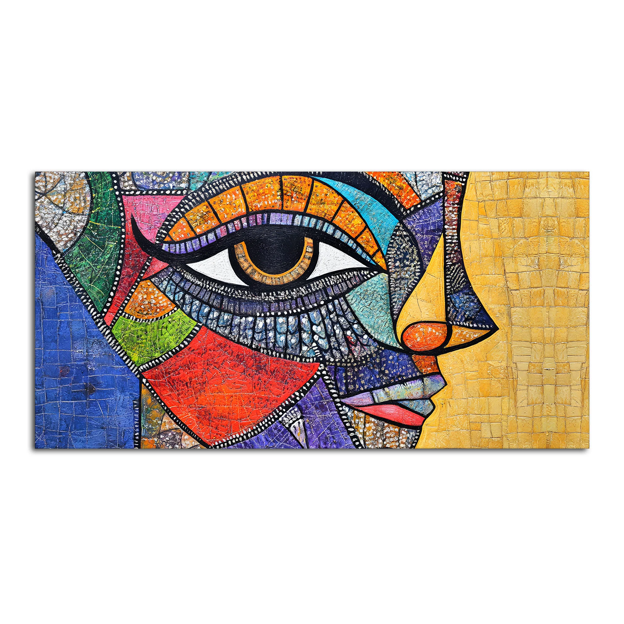 Colorful and Detailed Textured Face Art Canvas Wall Painting - Image 4