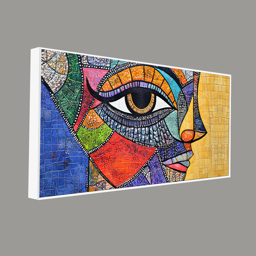Colorful and Detailed Textured Face Art Canvas Wall Painting - Image 5