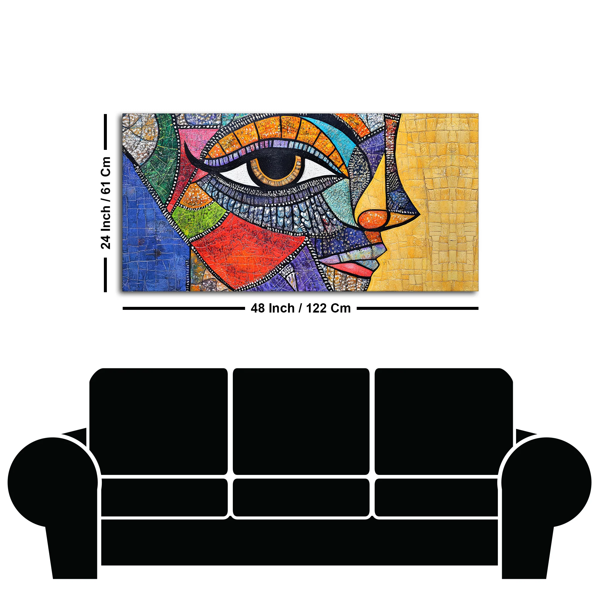 Colorful and Detailed Textured Face Art Canvas Wall Painting - Image 7