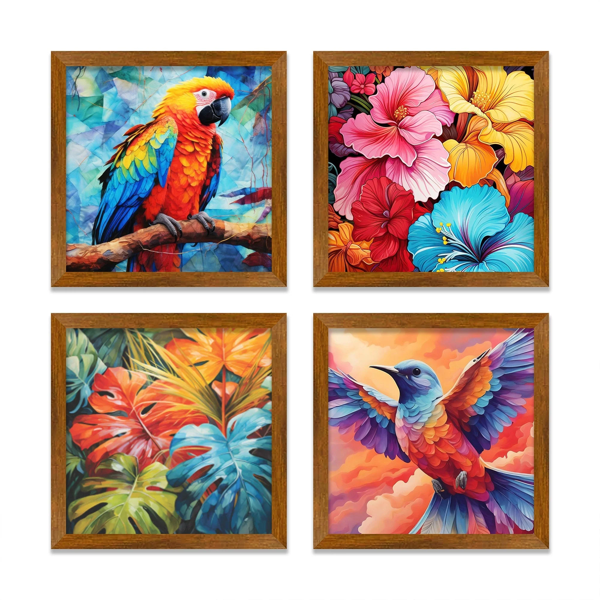Colorful Bird Art Premium Wall Frame Set of Four - Image 3