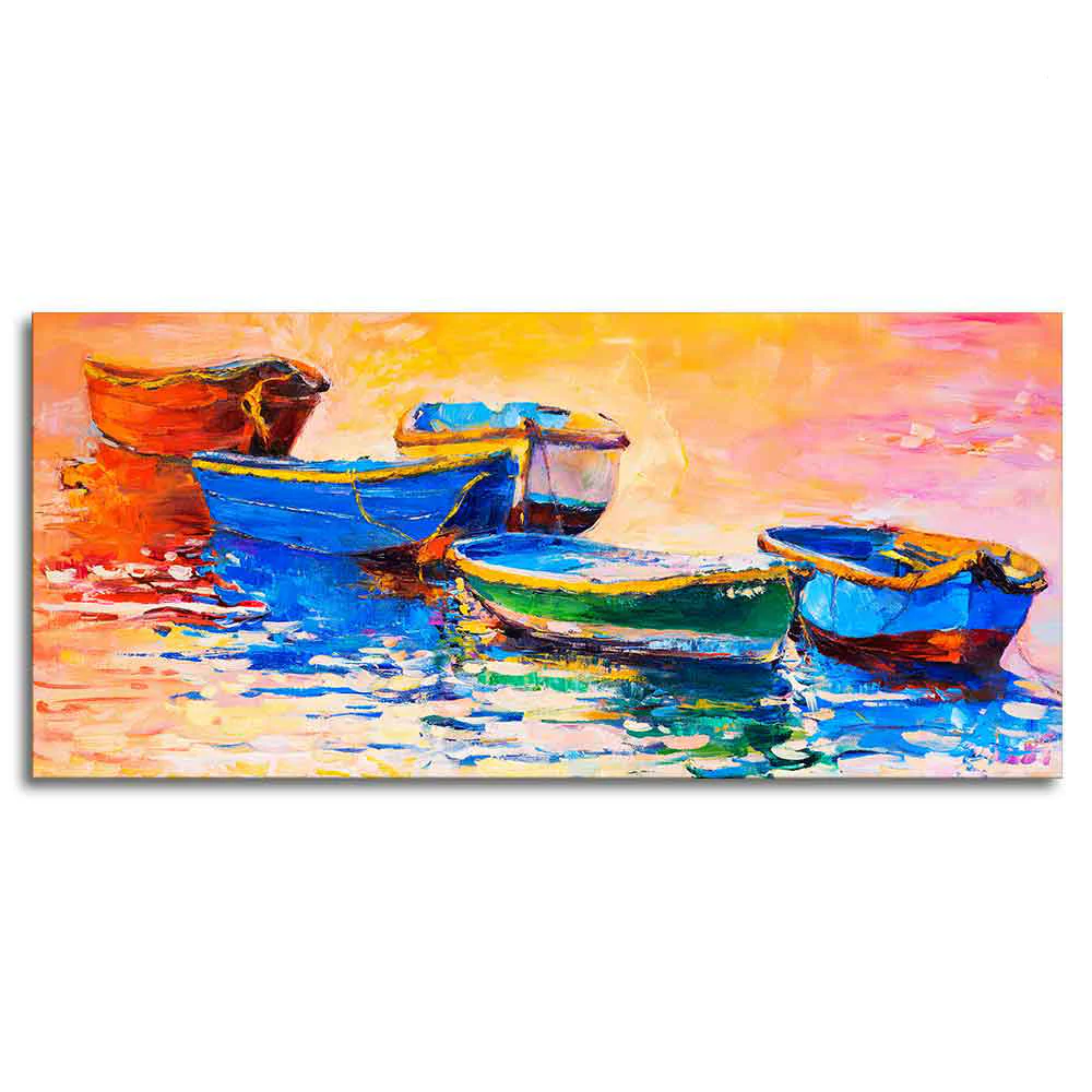 Colorful Boats in Canvas Wall Painting - Image 5